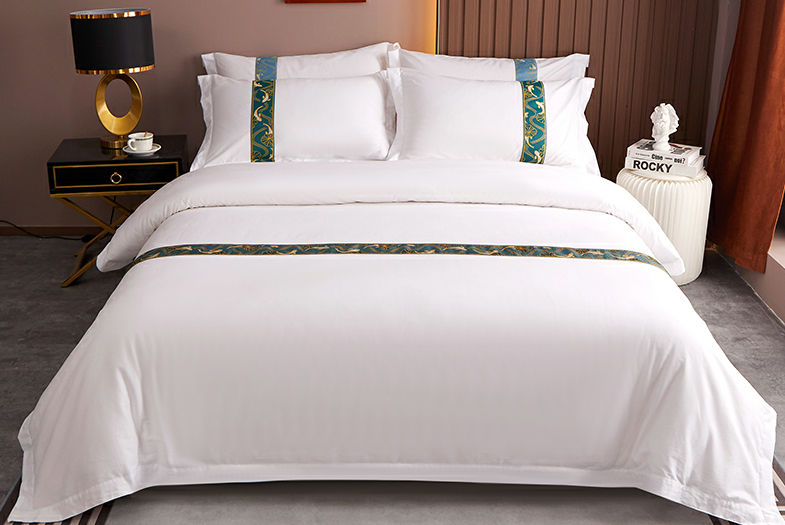 Luxury White Stripe Jacquard Duvet Cover Bed Linen 100% Cotton With Brocade Bedding Set for Hotel 