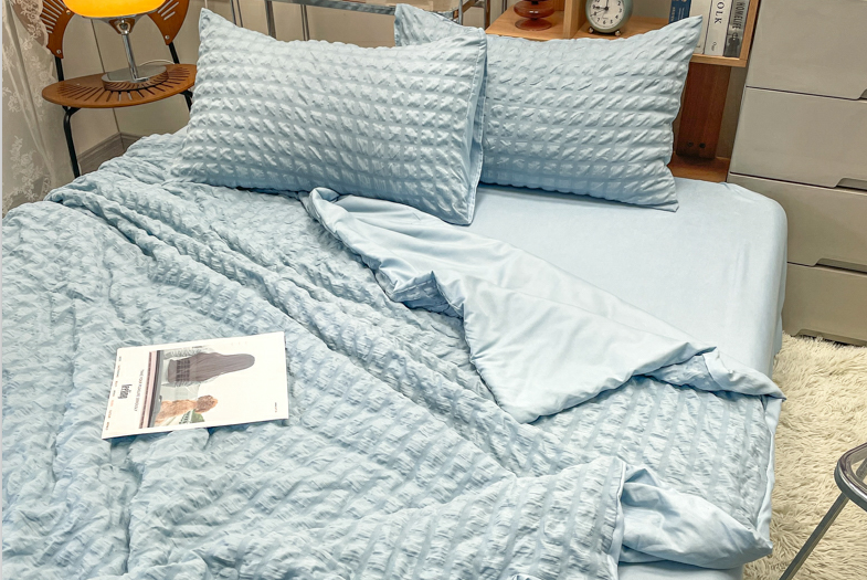 High Quality Pintuck Pinch Pleated Seersucker Duvet/Quilt/Comforter Bedding Cover