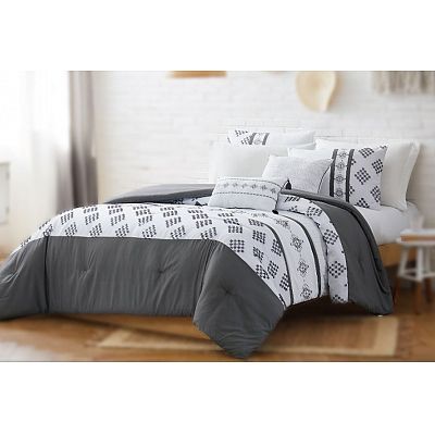 Embroidered and printed design comforter set