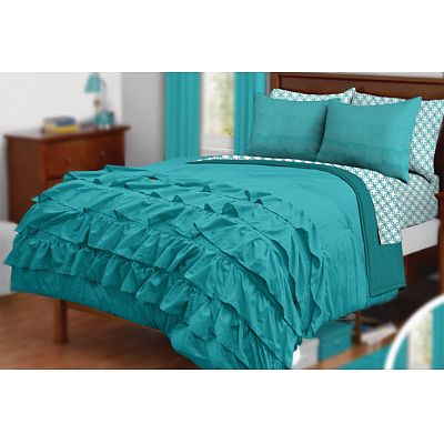 Soft ruffled texture pintuck comforter set