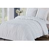 Embroidered ruffled stripe pleated pintuck comforter set