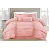 Ruffled stripe deco pin tuck comforter set